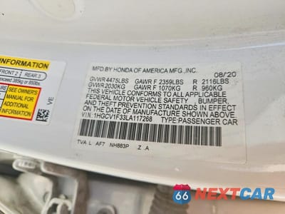 Zdjęcie 12 z 12 samochodu: 2020 HONDA ACCORD SPORT VIN:1HGCV1F33LA117268 - miniatura