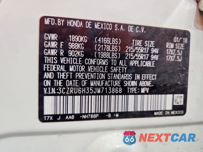 Zdjęcie 13 z 13 samochodu: 2018 HONDA HR-V LX VIN:3CZRU6H35JM713868 - miniatura