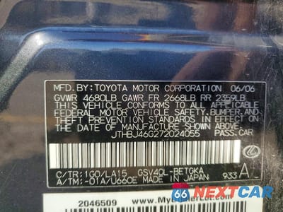 Zdjęcie 13 z 13 samochodu: 2007 LEXUS ES 350 BASE VIN:JTHBJ46G272024055 - miniatura
