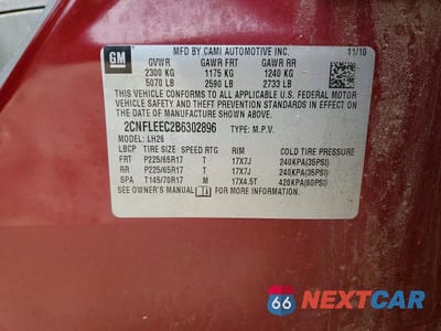 Zdjęcie 12 z 12 samochodu: 2011 CHEVROLET EQUINOX LT VIN:2CNFLEEC2B6302896 - miniatura
