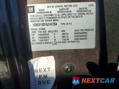 Zdjęcie 13 z 13 samochodu: 2009 GMC ACADIA SLE VIN:1GKEV13D19J141764 - miniatura