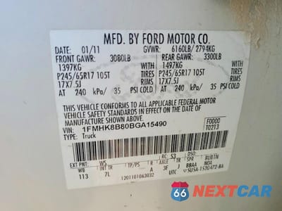 Zdjęcie 13 z 13 samochodu: 2011 FORD EXPLORER VIN:1FMHK8B80BGA15490 - miniatura