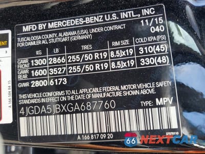 Zdjęcie 12 z 12 samochodu: 2016 MERCEDES-BENZ GLE 350 VIN:4JGDA5JBXGA687760 - miniatura