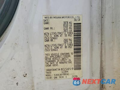 Zdjęcie 14 z 14 samochodu: 2018 NISSAN NV 1500 DELIVERY VAN VIN:1N6BF0KM7JN815059 - miniatura