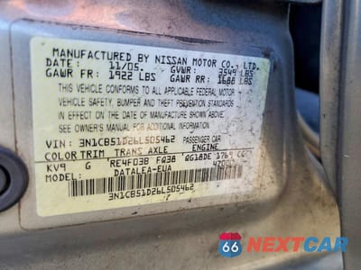 Zdjęcie 12 z 12 samochodu: 2006 NISSAN SENTRA 1.8 VIN:3N1CB51D26L505462 - miniatura