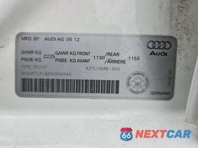 Zdjęcie 13 z 13 samochodu: 2013 AUDI A4 PREMIUM PLUS VIN:WAUFFCFL6DN006595 - miniatura