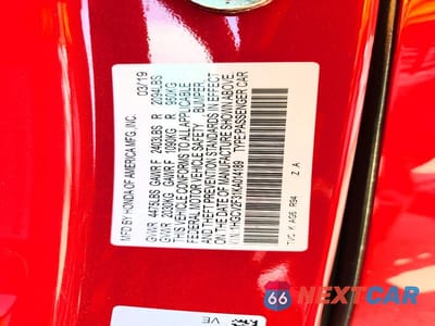 Zdjęcie 12 z 12 samochodu: 2019 HONDA ACCORD SPORT VIN:1HGCV2F31KA014189 - miniatura