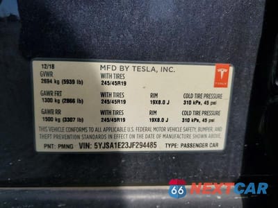 Zdjęcie 12 z 12 samochodu: 2018 TESLA MODEL S VIN:5YJSA1E23JF294485 - miniatura