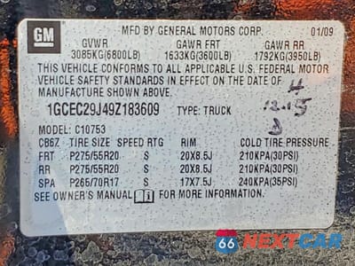 Zdjęcie 13 z 13 samochodu: 2009 CHEVROLET SILVERADO C1500 LT VIN:1GCEC29J49Z183609 - miniatura