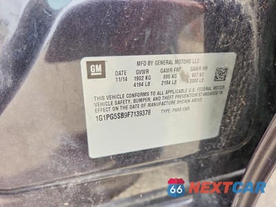 Zdjęcie 12 z 12 samochodu: 2015 CHEVROLET CRUZE LTZ VIN:1G1PG5SB9F7139378 - miniatura