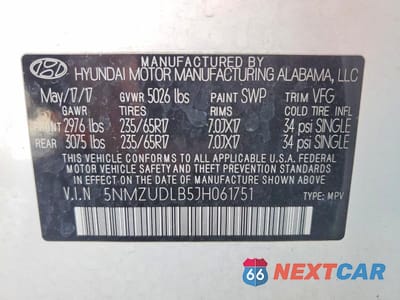 Zdjęcie 14 z 14 samochodu: 2018 HYUNDAI SANTA FE SPORT 2.4L VIN:5NMZUDLB5JH061751 - miniatura