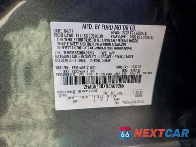 Zdjęcie 13 z 13 samochodu: 2017 FORD FLEX SE VIN:2FMGK5B8XHBA09206 - miniatura