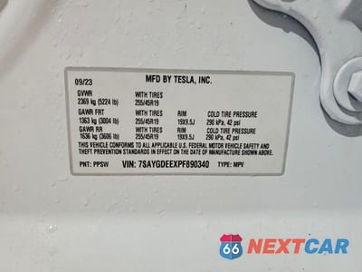 Zdjęcie 13 z 13 samochodu: 2023 TESLA MODEL Y VIN:7SAYGDEEXPF890340 - miniatura
