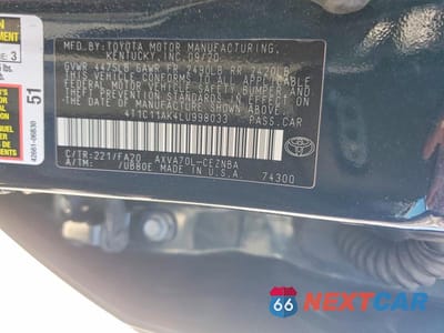 Zdjęcie 12 z 12 samochodu: 2020 TOYOTA CAMRY LE VIN:4T1C11AK4LU998033 - miniatura