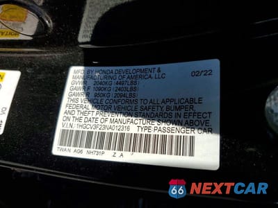 Zdjęcie 12 z 12 samochodu: 2022 HONDA ACCORD HYBRID SPORT VIN:1HGCV3F23NA012316 - miniatura