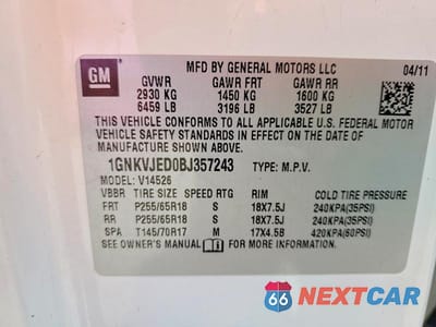 Zdjęcie 13 z 13 samochodu: 2011 CHEVROLET TRAVERSE LT VIN:1GNKVJED0BJ357243 - miniatura