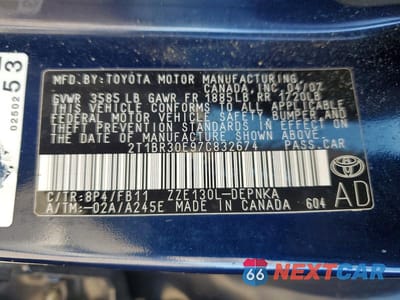 Zdjęcie 12 z 12 samochodu: 2007 TOYOTA COROLLA LE VIN:2T1BR30E97C832674 - miniatura