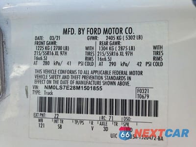 Zdjęcie 13 z 13 samochodu: 2021 FORD TRANSIT CONNECT XL DELIVERY VAN VIN:NM0LS7E28M1501855 - miniatura