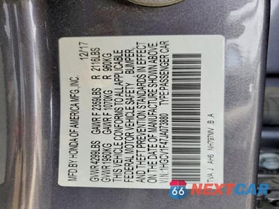 Zdjęcie 12 z 12 samochodu: 2018 HONDA ACCORD EX VIN:1HGCV1F47JA073880 - miniatura
