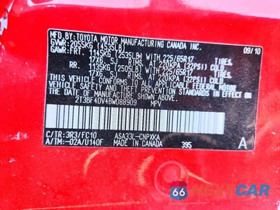 Zdjęcie 13 z 13 samochodu: 2011 TOYOTA RAV4 BASE VIN:2T3BF4DV4BW088909 - miniatura