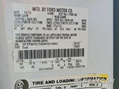 Zdjęcie 12 z 12 samochodu: 2013 FORD F150 SUPERCREW VIN:1FTFW1CT0DKG11953 - miniatura