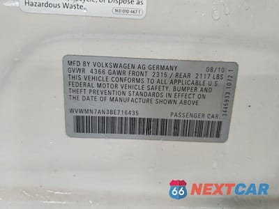 Zdjęcie 12 z 12 samochodu: 2011 VOLKSWAGEN CC SPORT VIN:WVWMN7AN3BE716435 - miniatura