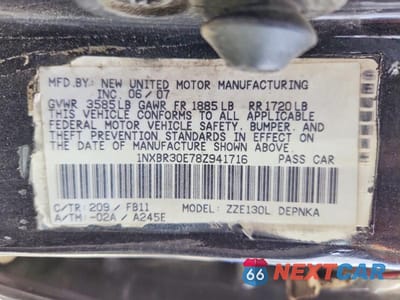 Zdjęcie 12 z 12 samochodu: 2008 TOYOTA COROLLA LE VIN:1NXBR30E78Z941716 - miniatura