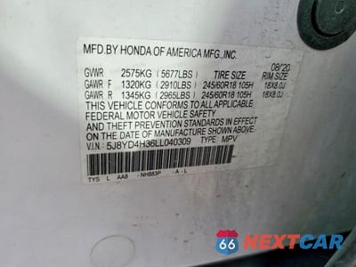 Zdjęcie 13 z 13 samochodu: 2020 ACURA MDX VIN:5J8YD4H36LL040309 - miniatura