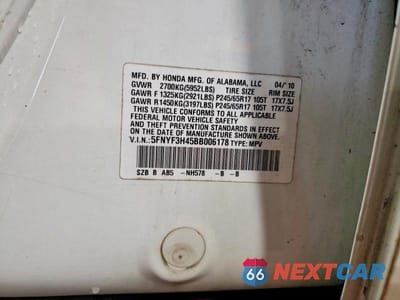 Zdjęcie 13 z 13 samochodu: 2011 HONDA PILOT EX VIN:5FNYF3H45BB006178 - miniatura