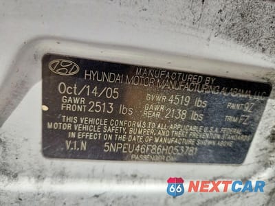 Zdjęcie 12 z 12 samochodu: 2006 HYUNDAI SONATA GLS V6 VIN:5NPEU46F86H053781 - miniatura