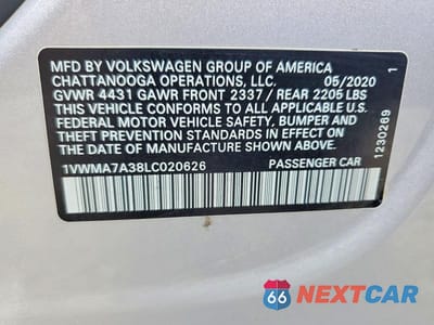 Zdjęcie 12 z 12 samochodu: 2020 VOLKSWAGEN PASSAT R-LINE VIN:1VWMA7A38LC020626 - miniatura