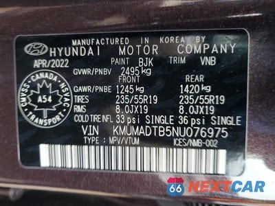 Zdjęcie 14 z 14 samochodu: 2022 GENESIS GV70 2.5T STANDARD VIN:KMUMADTB5NU076975 - miniatura