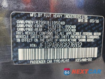 Zdjęcie 13 z 13 samochodu: 2016 SUBARU IMPREZA PREMIUM VIN:JF1GPAB68G8276932 - miniatura