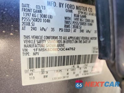 Zdjęcie 13 z 13 samochodu: 2014 FORD EXPLORER VIN:1FM5K8D88DGC44762 - miniatura