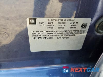 Zdjęcie 12 z 12 samochodu: 2014 CHEVROLET MALIBU LS VIN:1G11B5SL1EF149386 - miniatura
