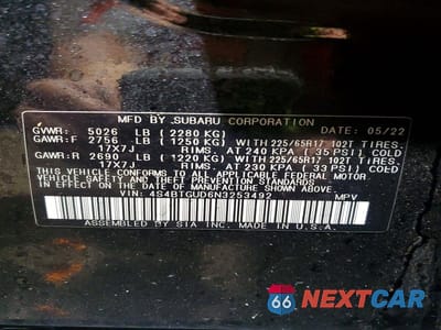 Zdjęcie 14 z 14 samochodu: 2022 SUBARU OUTBACK WILDERNESS VIN:4S4BTGUD6N3253492 - miniatura