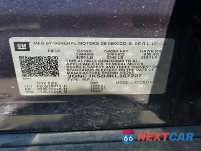 Zdjęcie 13 z 13 samochodu: 2019 CHEVROLET TRAX LS VIN:3GNCJKSB8KL167207 - miniatura