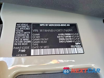 Zdjęcie 13 z 13 samochodu: 2024 MERCEDES-BENZ SPRINTER 2500 VIN:W1W4NBVY0RT176091 - miniatura
