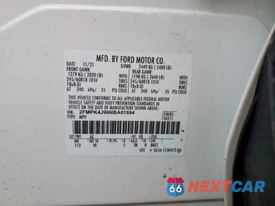 Zdjęcie 14 z 14 samochodu: 2022 FORD EDGE SEL VIN:2FMPK4J96NBA01894 - miniatura