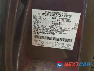 Zdjęcie 14 z 14 samochodu: 2006 MAZDA TRIBUTE I VIN:4F2YZ02Z46KM27425 - miniatura