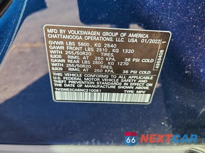 Zdjęcie 13 z 13 samochodu: 2022 VOLKSWAGEN ATLAS CROSS SPORT SE VIN:1V2WE2CA5NC210061 - miniatura