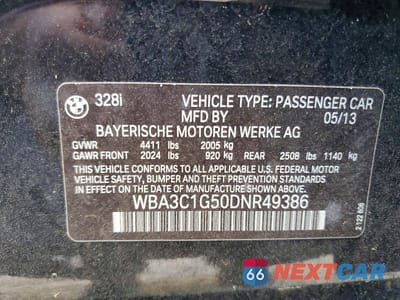 Zdjęcie 12 z 12 samochodu: 2013 BMW 328 I SULEV VIN:WBA3C1G50DNR49386 - miniatura