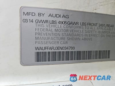 Zdjęcie 13 z 13 samochodu: 2014 AUDI A4 PREMIUM PLUS VIN:WAUFFAFL0EN034799 - miniatura