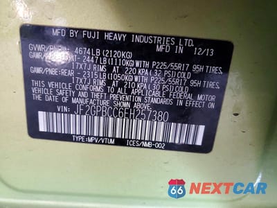 Zdjęcie 12 z 12 samochodu: 2014 SUBARU XV CROSSTREK 2.0I HYBRID VIN:JF2GPBCC6EH257380 - miniatura