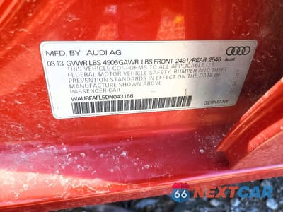 Zdjęcie 12 z 12 samochodu: 2013 AUDI A4 PREMIUM VIN:WAUBFAFL5DN043186 - miniatura