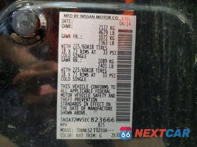 Zdjęcie 13 z 13 samochodu: 2014 NISSAN ROGUE SL VIN:5N1AT2MV5EC823666 - miniatura