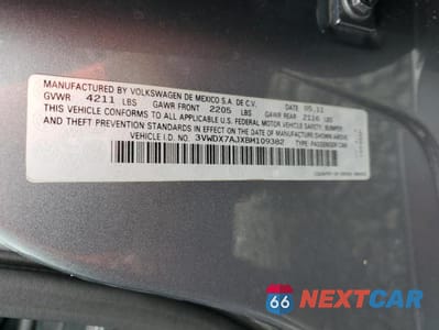 Zdjęcie 12 z 12 samochodu: 2011 VOLKSWAGEN JETTA SE VIN:3VWDX7AJXBM109382 - miniatura