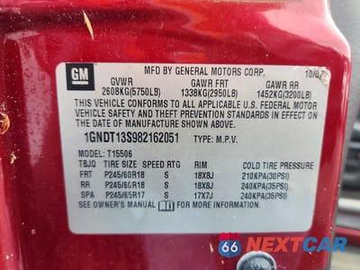 Zdjęcie 13 z 13 samochodu: 2008 CHEVROLET TRAILBLAZER LS VIN:1GNDT13S982162051 - miniatura