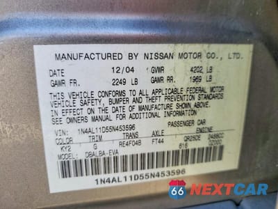 Zdjęcie 13 z 13 samochodu: 2005 NISSAN ALTIMA 2.5 VIN:1N4AL11D55N453596 - miniatura