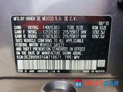 Zdjęcie 12 z 12 samochodu: 2016 HONDA HR-V LX VIN:3CZRU5H31GM719671 - miniatura